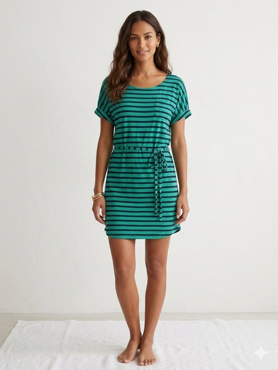 Splendid Dresses & Skirts - Splendid Striped Mini Dress Pima Cotton & Modal Green Navy Small